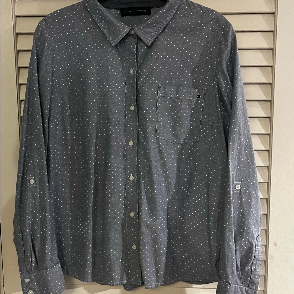 Tommy Hilfiger Blue Polka Dot Button Down Shirt